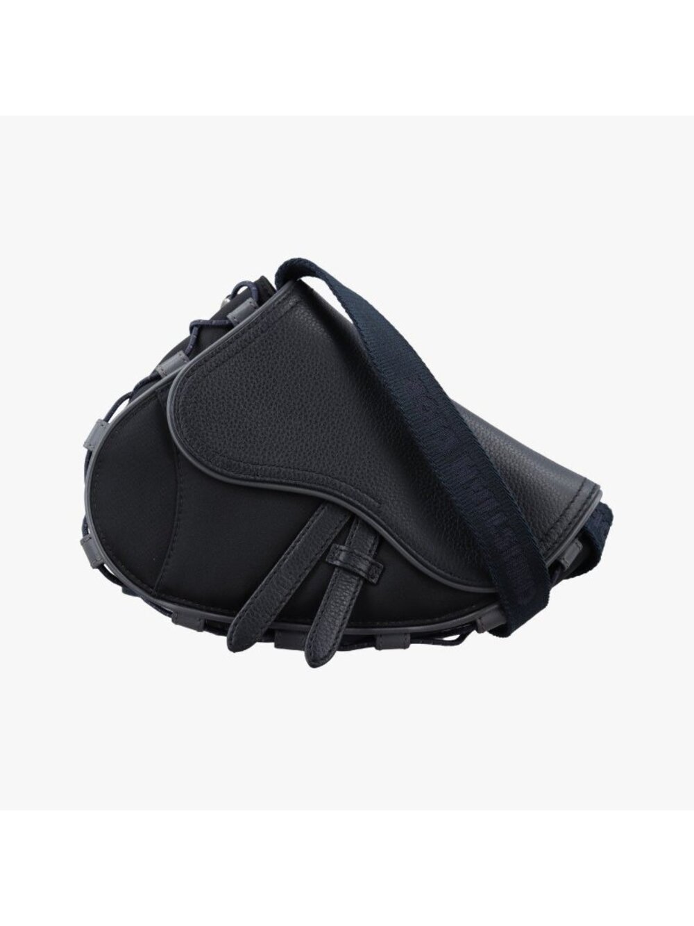 Dior Saddle Black Leather Nylon Shoulder Bag
